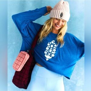 Free People Movement My Time Logo Layer Top – Blue Combo – Small – NWOT